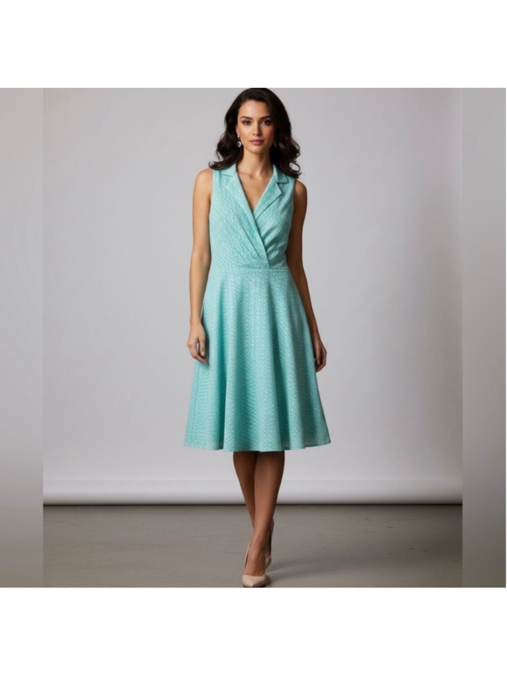 Evan Picone mint lace sleeveless midi dress fairycore Size 10